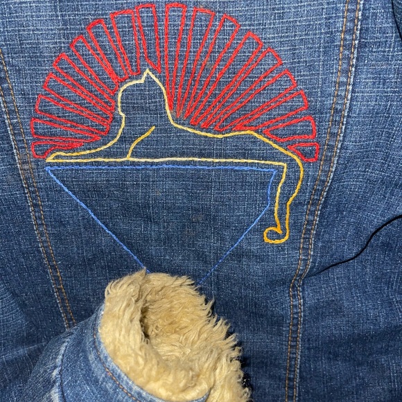 Hand Embroidered Grateful Dead; Cats DownUnder The StarsJerry Garcia Jean jacket - Picture 15 of 16